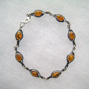Bracelet ovales style ancien - bijou ambre et argent